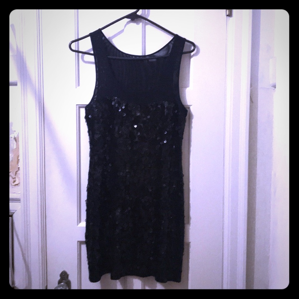 Sexy black sequin sheath dress